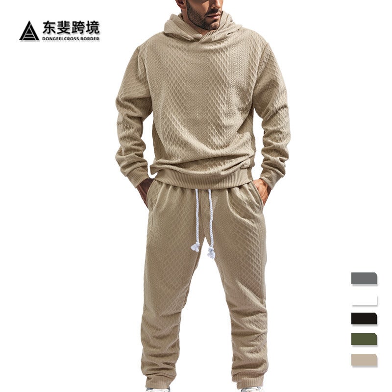 26 Hooded Pullover Jacquard Sweatshirt And Sweatpants Temu Men'S Trendy Casual Sports Suit - Image 2